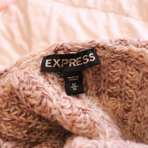 Express Wool High Neck Chunky Knit Pullover Sweater, Medium Color: Beige - Picture 8 of 8
